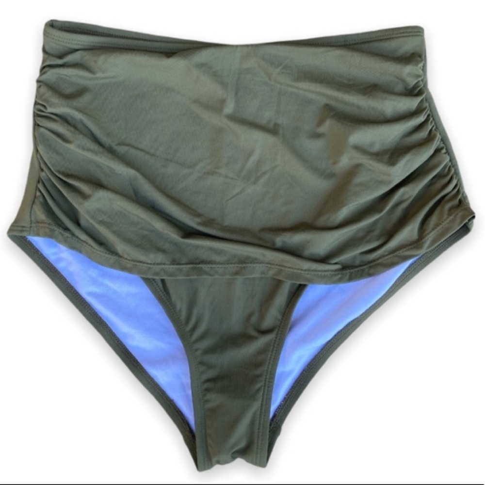 High Waist Bikini Bottom, Green- Size M
